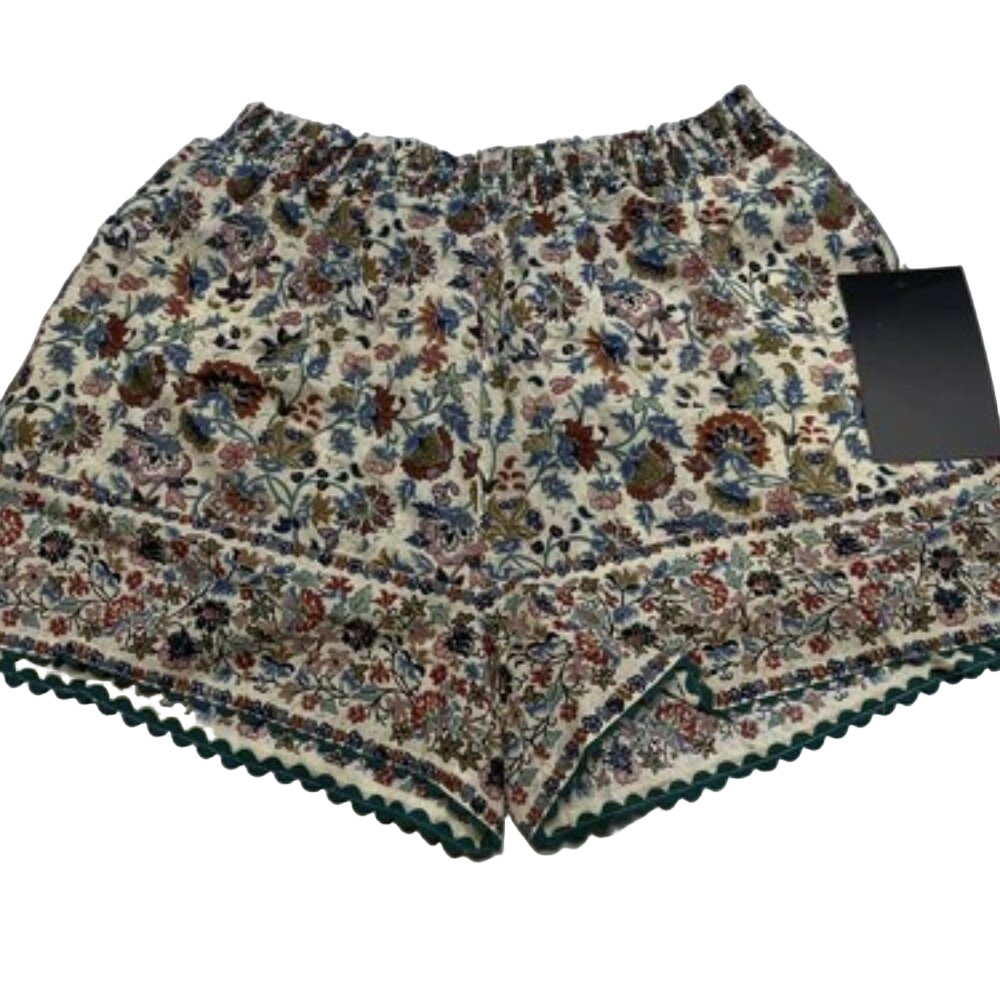 NEW POMANDER Womens Shorts Cream Beige/Multi Size Chintz Nova Floral Size L